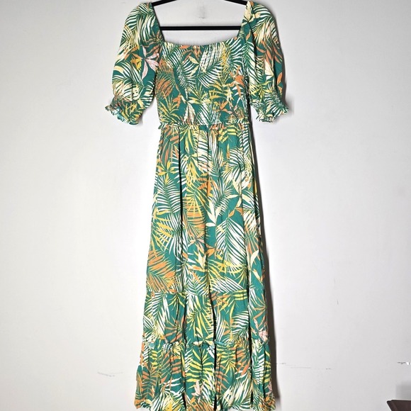 Betsey Johnson Dresses & Skirts - Tropical Leaf Print Maxi Dress Size S Vacation Travel Summer Hawaiian